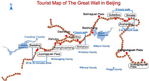 Map of Great Wall of Beijing