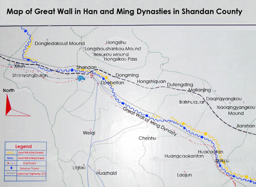 Map of Great Wall of Gansu Shandan