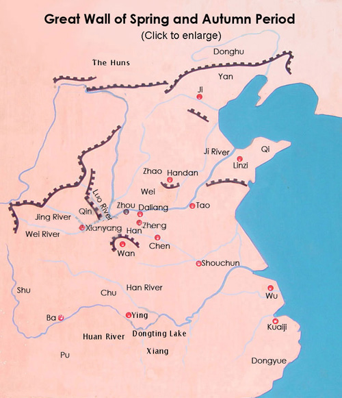 Map of Great Wall of Spring And Autumn Period