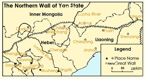 Map of Great Wall of Northern Yan