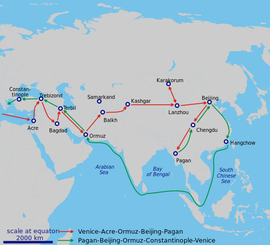 Silk Road - Traveler Marco Polo Map