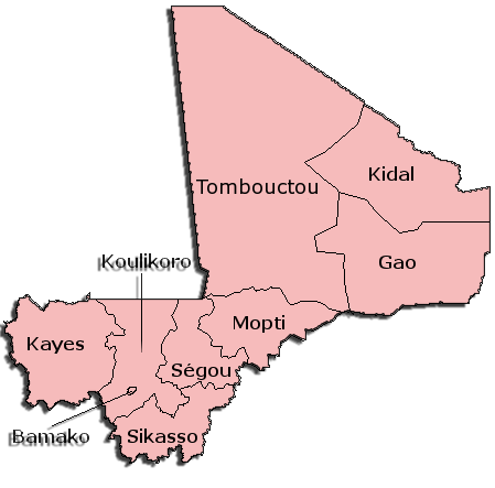 Mali Administrative divisions Map