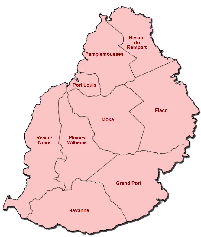 Mauritius Administrative divisions Map
