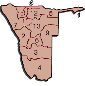 Namibia Administrative divisions Map