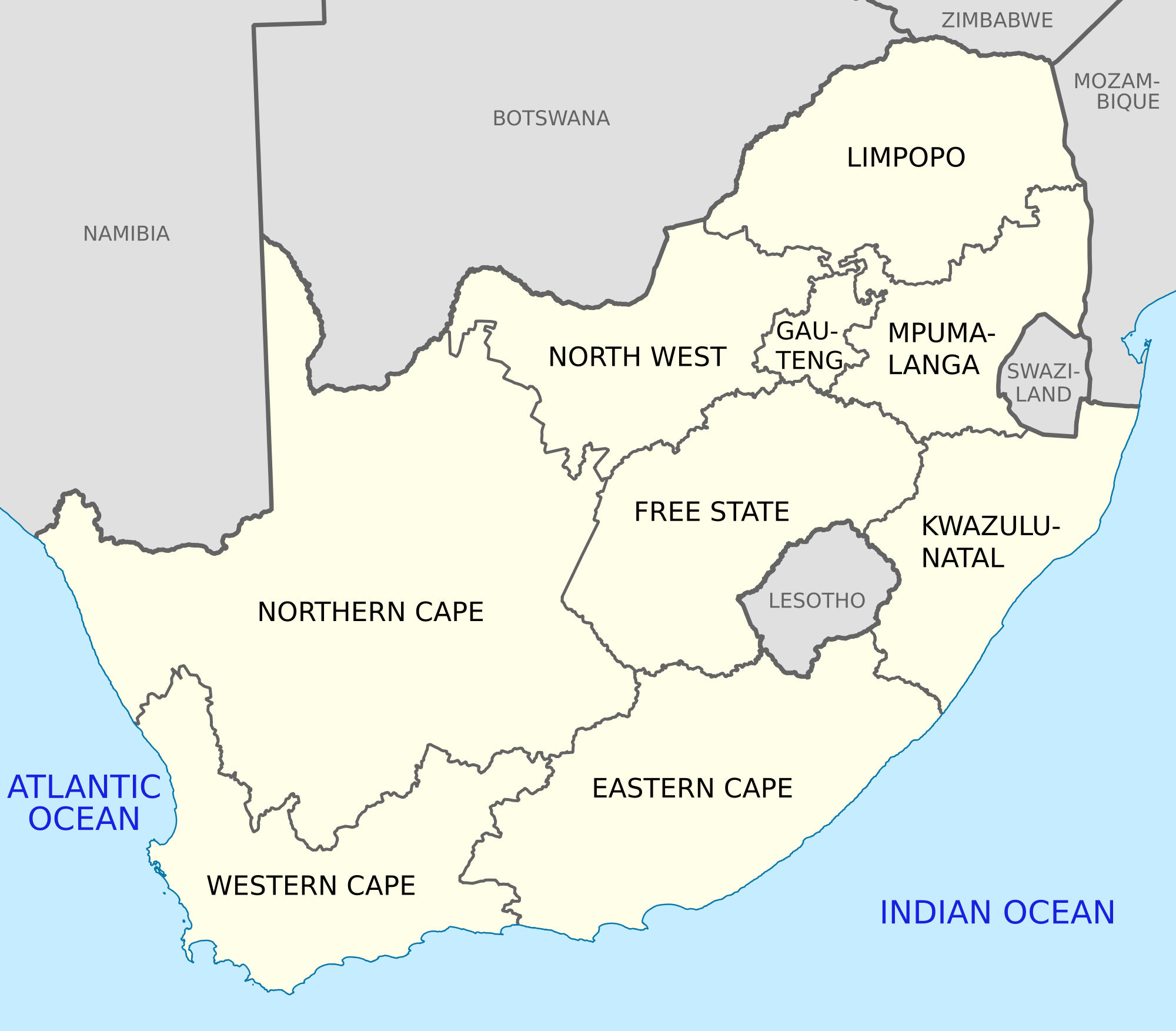 South Africa Administrative divisions Map