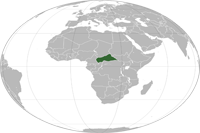 Central African Location in World Map