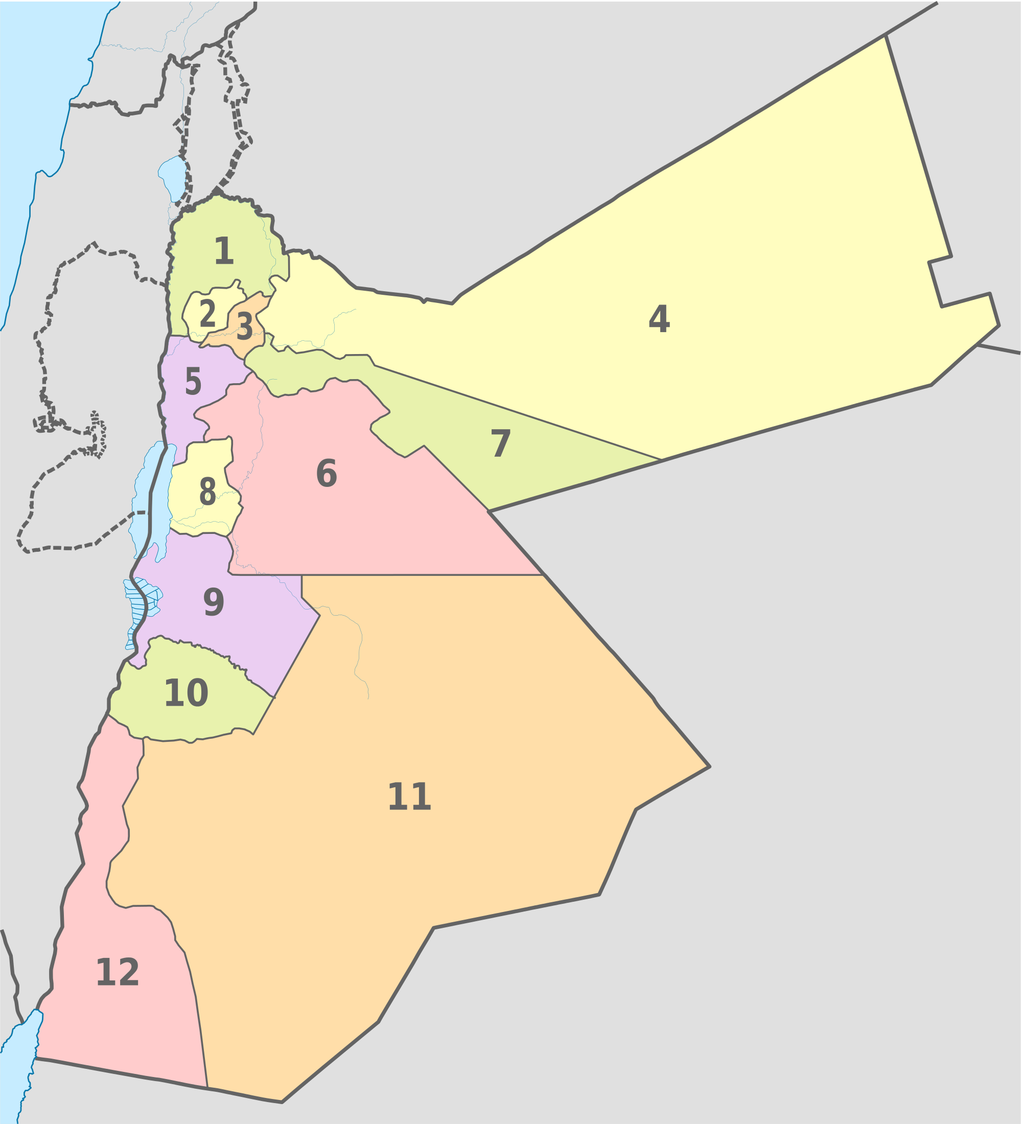 Jordan Administrative divisions Map