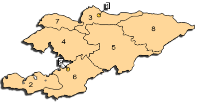 Kyrgyzstan Administrative divisions Map