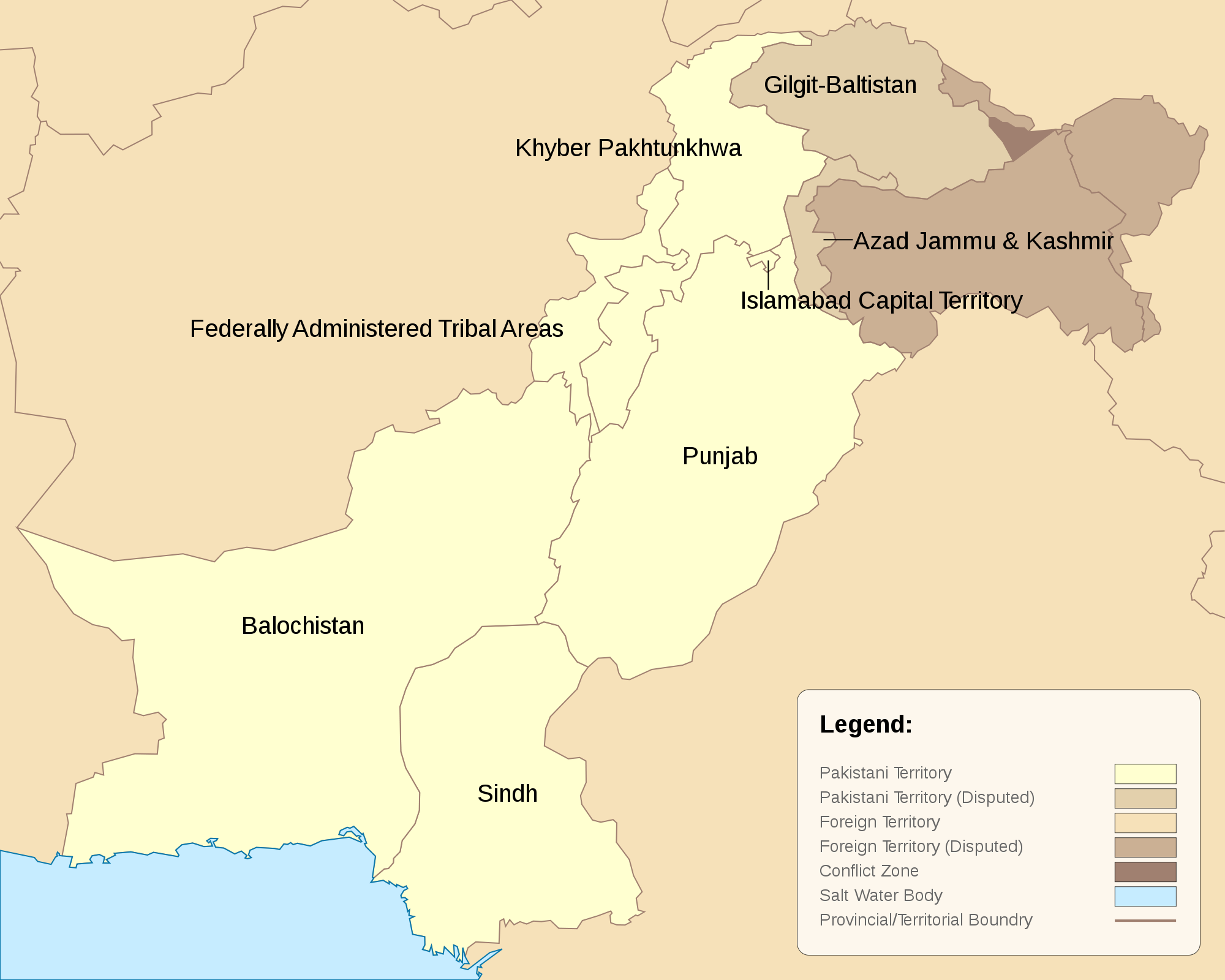Pakistan Administrative divisions Map