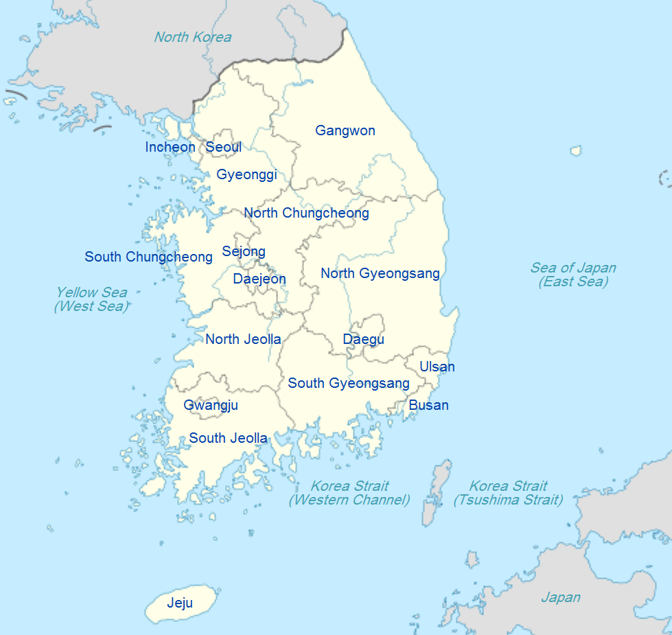 South Korea Administrative divisions Map