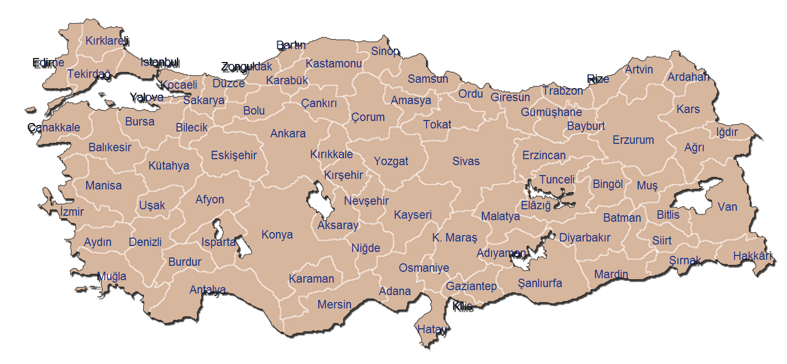 Turkey Administrative divisions Map