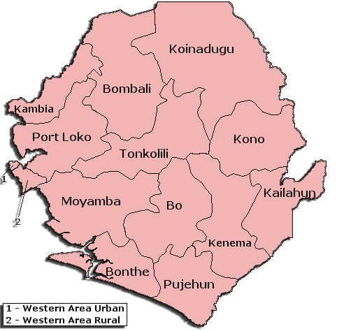 Sierra Leone Administrative divisions Map