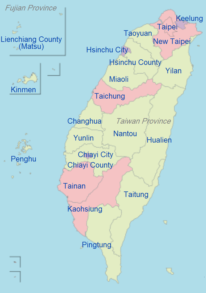 Taiwan Administrative divisions Map